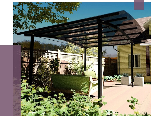 Навесы для террасы в Тулуне от 13757 руб. под ключ | ПРОЛЁТ-Тлн