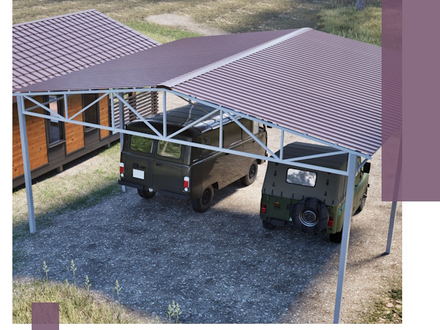 Двускатные навесы под ключ в Тулуне — изготовление и монтаж